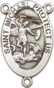 St. Michael Navy Sterling Silver Rosary Centerpiece [BLCR0146]