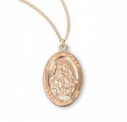 St. Michael Oval Shaped Medal 14kt Gold Plated [REM2029]