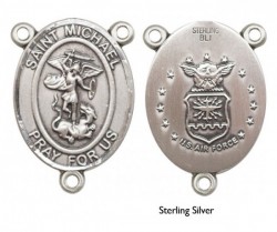 St. Michael US Air Force Sterling Silver Rosary Centerpiece [BLCR80761]