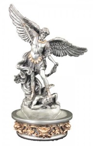 St. Michael Water Font, Silver Gold - 8 inch [GSS057]