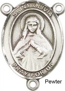 St. Olivia Rosary Centerpiece Sterling Silver or Pewter [BLCR0410]
