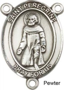 St. Peregrine Laziosi Rosary Centerpiece Sterling Silver or Pewter [BLCR0255]