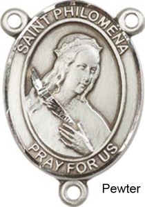 St. Philomena Rosary Centerpiece Sterling Silver or Pewter [BLCR0244]