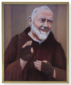 St. Pio 8x10 Gold Trim Plaque [HFA0201]