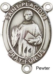 St. Placidus Rosary Centerpiece Sterling Silver or Pewter [BLCR0340]