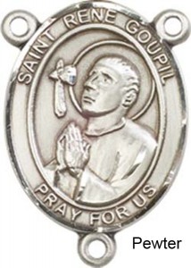 St. Rene Goupil Rosary Centerpiece Sterling Silver or Pewter [BLCR0432]
