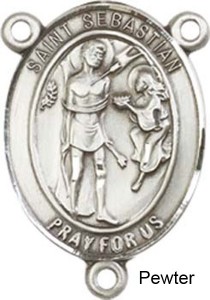 St. Sebastian Rosary Centerpiece Sterling Silver or Pewter [BLCR0266]