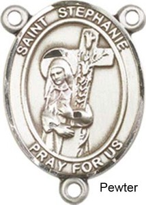 St. Stephanie Rosary Centerpiece Sterling Silver or Pewter [BLCR0329]