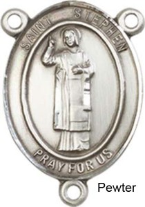St. Stephen the Martyr Rosary Centerpiece Sterling Silver or Pewter [BLCR0270]