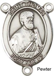 St. Thomas the Apostle Rosary Centerpiece Sterling Silver or Pewter [BLCR0273]