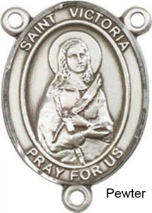 St. Victoria Rosary Centerpiece Sterling Silver or Pewter [BLCR0352]
