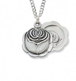 Women's Slide Necklace with Rosebud and Miraculous Medal [CM2059]