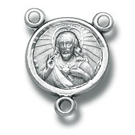 Sterling Silver Sacred Heart Rosary Centerpiece [RERC019]
