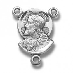 Sterling Silver Sacred Heart Rosary Centerpiece [RERC020]