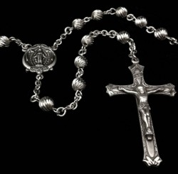 Sterling Silver Spiral Bead Rosary 6mm [HMBR029]