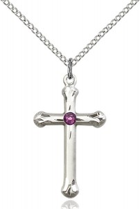 Teardrop Edge Cross Pendant with Birthstone Options [BLST6022]
