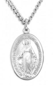 Unisex Simple Miraculous Oval Sterling Silver Pendant [HM0838]