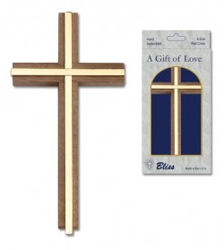 Wall Cross Walnut with Metal Inlay 6“ [CRB0051]