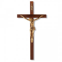 Narrow Feature Walnut Wall Crucifix - 13 inch [CRX4260]