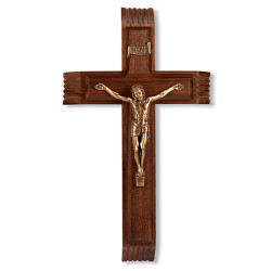 Walnut Sick Call Crucifix Set - 12 inch [CRX4286]