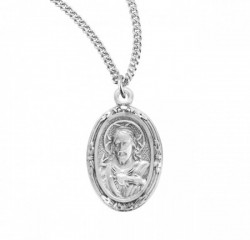 Wheat Border Accent Scapular Medal Sterling Silver Necklace [REM2128]