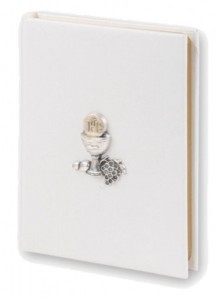 White Cover First Communion Missal with Raised Chalice [HC2618]