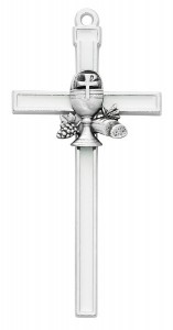 White Enamel First Communion Wall Cross 5 Inches [MV1006]