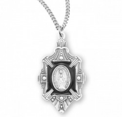 Women's Black Enamel Miraculous Pendant [HMM3224]