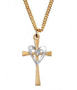 Women's Cross with Heart Necklace [MV2039]