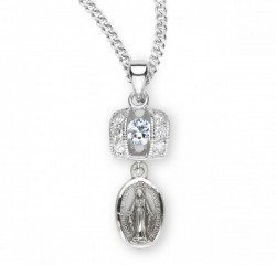 Women's Cubic Zirconia Pendant w. Dangle Miraculous Medal [HMM3271]