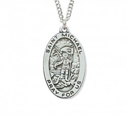 Women's Oval St. Michael Medal Sterling Silver [MVM1035]