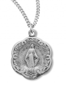 Women's Scalloped Edge Sterling Miraculous Pendant [HM0736]